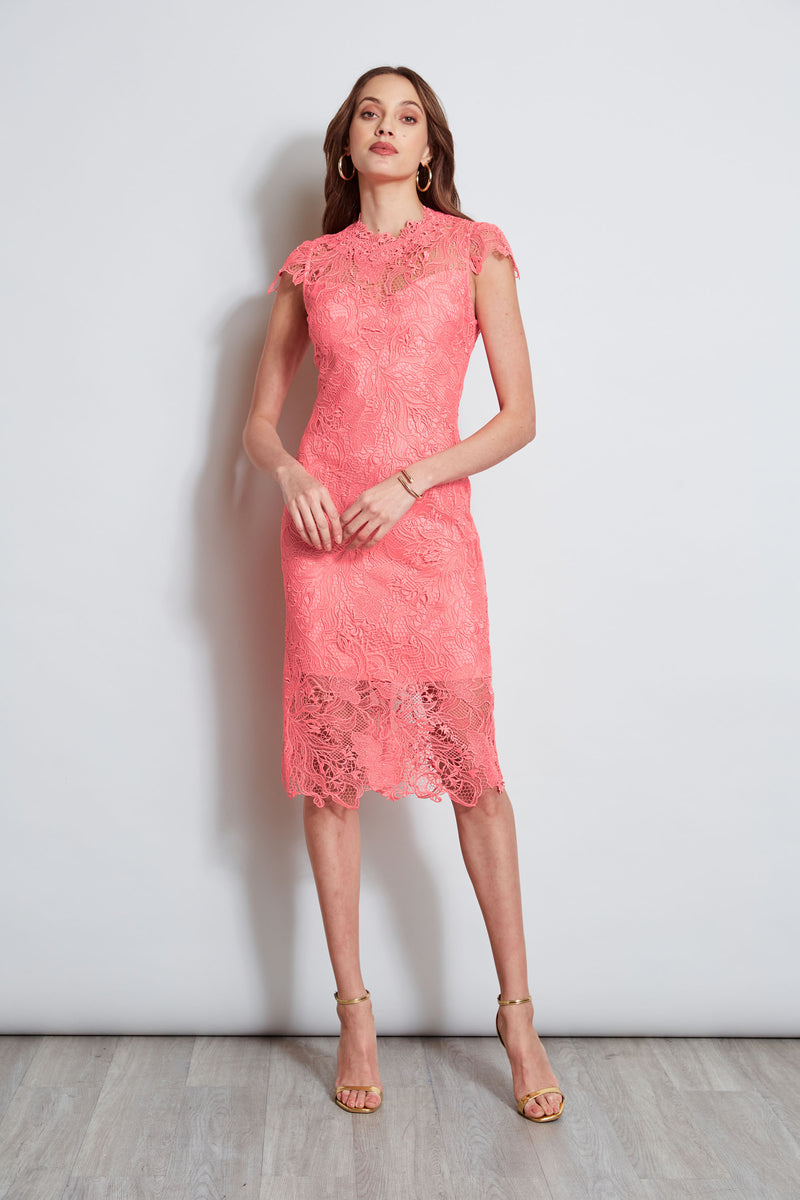 Lace Applique Midi Dress Elie Tahari Lace Applique Midi Dress Elie Tahari