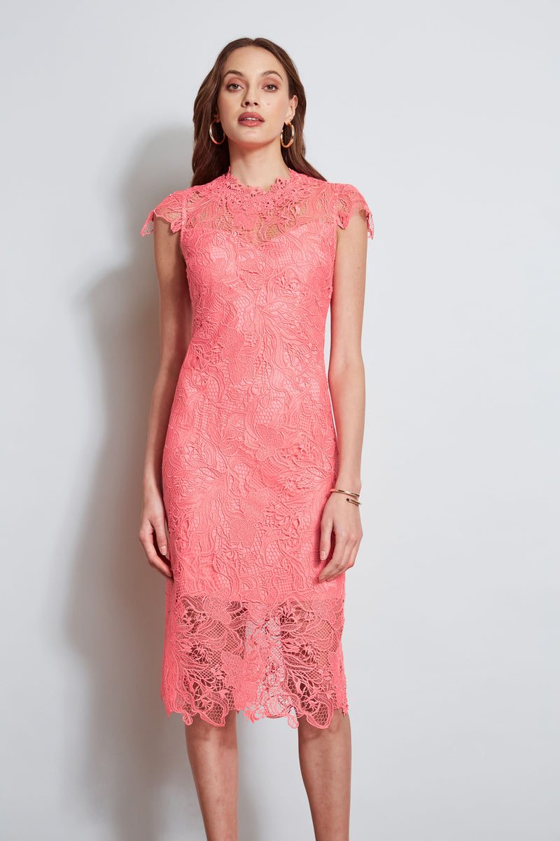 Lace Applique Midi Dress