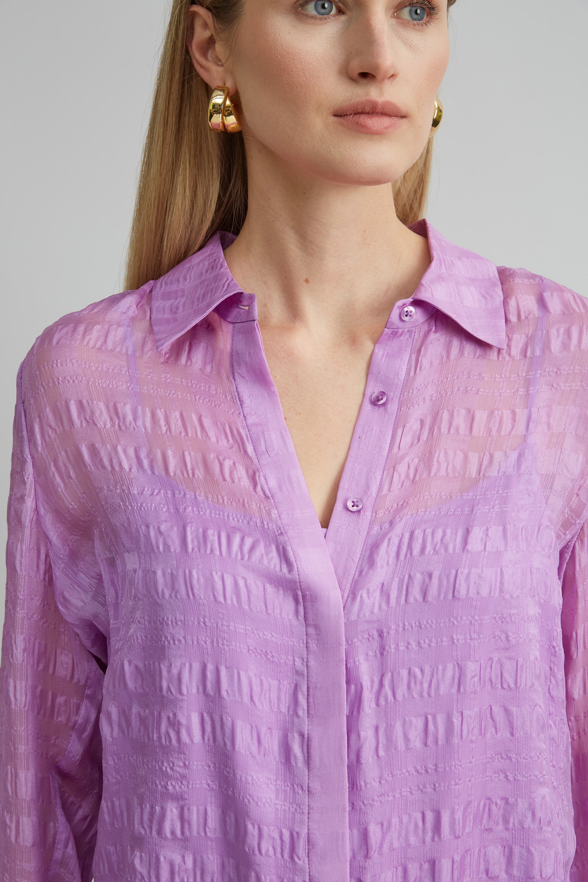 ELIE TAHARI Size XL White Lavender Stripe Checkered Cotton One Pocket Long Sleeve Shirt main image 0