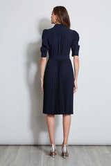 Pleated Ruched Sleeve Dress