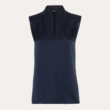 Sleeveless Silk Satin Contour Shirt
