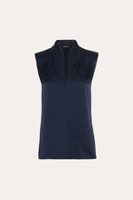 Sleeveless Silk Satin Contour Shirt