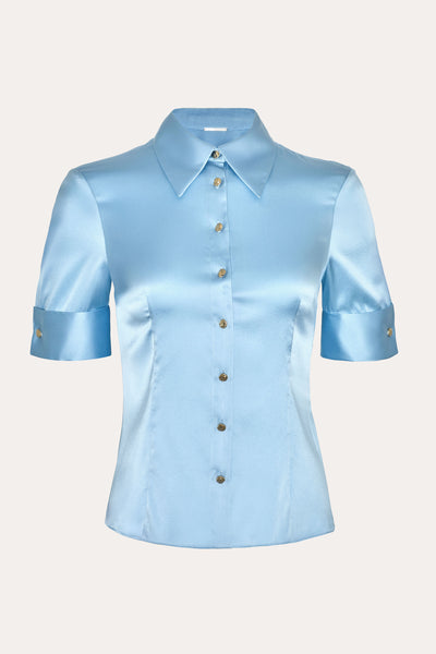 Sylvie Silk Charmeuse Short Sleeve Shirt