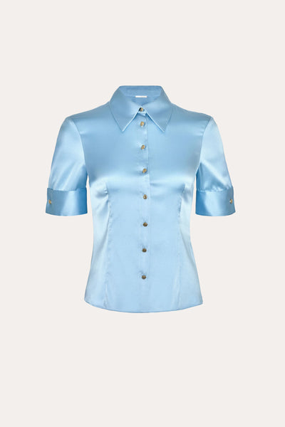 Sylvie Silk Charmeuse Short Sleeve Shirt