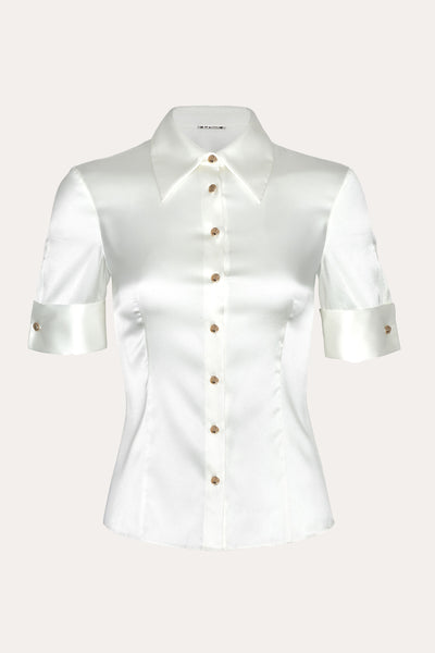 Sylvie Silk Charmeuse Short Sleeve Shirt