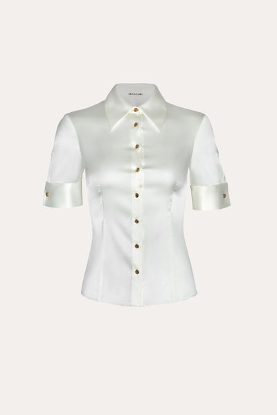 Sylvie Silk Charmeuse Short Sleeve Shirt