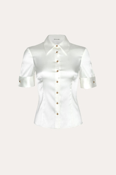 Sylvie Silk Charmeuse Short Sleeve Shirt