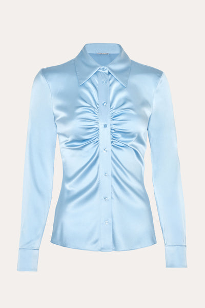 Anya Silk Charmeuse Ruched Shirt