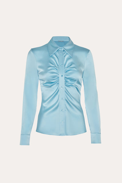 Anya Silk Charmeuse Ruched Shirt
