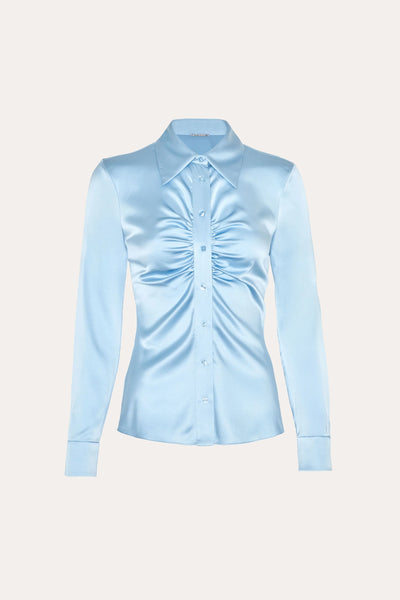 Anya Silk Charmeuse Ruched Shirt