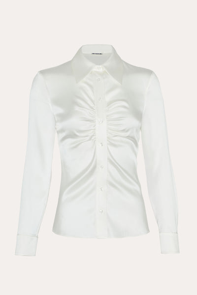 Anya Silk Charmeuse Ruched Shirt