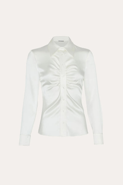 Anya Silk Charmeuse Ruched Shirt