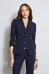 3 Button Ruched Sleeve Blazer