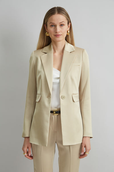 Satin Side Slit Blazer Image 1