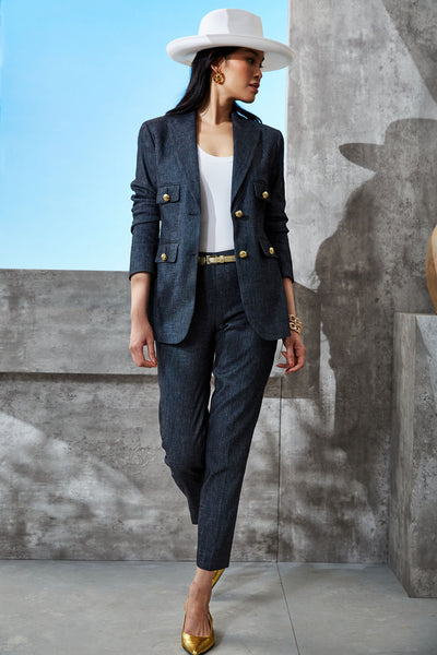 Linen Crest Button Blazer Image 2