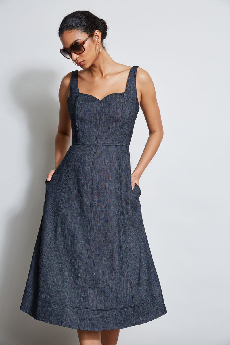 Linen Fit & Flare Contour Dress