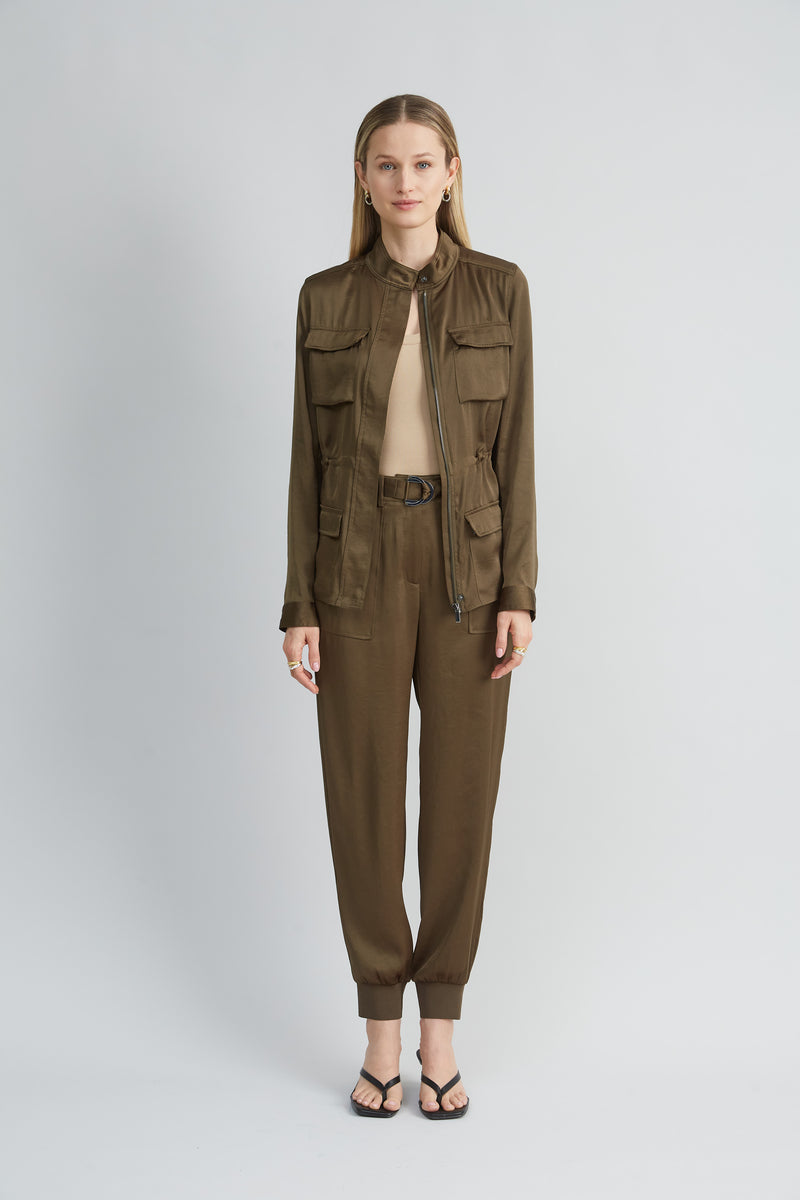 Satin Belted Cargo Pant