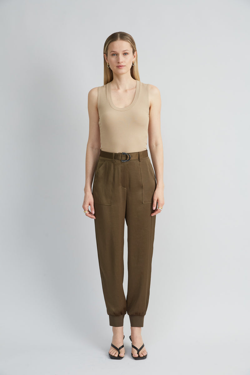 Satin Belted Cargo Pant