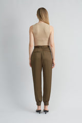 Satin Belted Cargo Pant