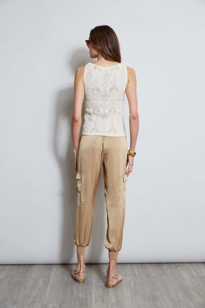 Cotton Crochet V-Neck Sweater Image 4