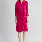 Satin Tie Shirt Dress