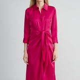 Satin Tie Shirt Dress