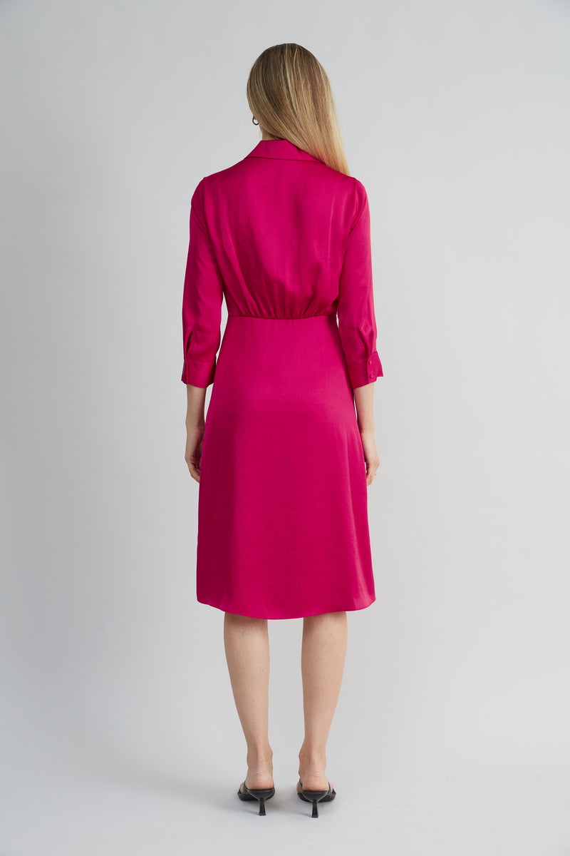 Satin Tie Shirt Dress Cyclamen / 10 Satin Tie Shirt Dress Cyclamen / 10