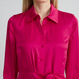 Satin Tie Shirt Dress