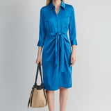 Satin Tie Shirt Dress