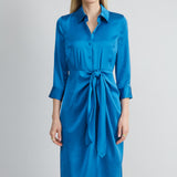 Satin Tie Shirt Dress