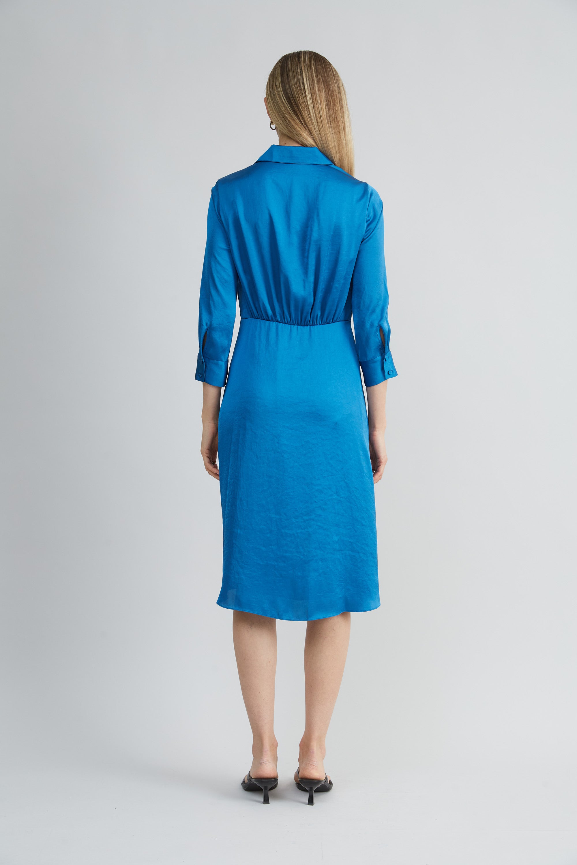 Satin Tie Shirt Dress