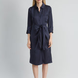 Satin Tie Shirt Dress