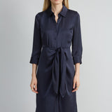 Satin Tie Shirt Dress