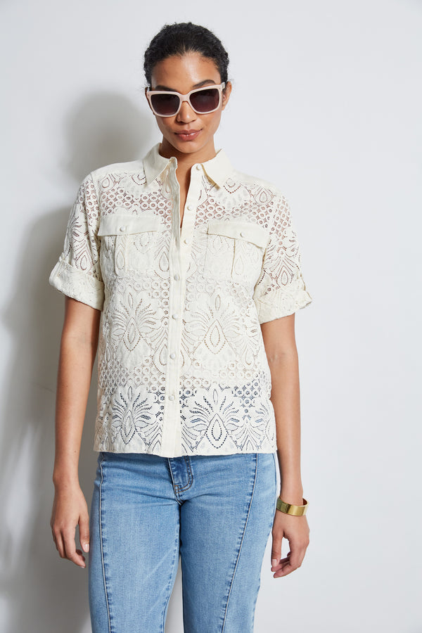 Short Sleeve Lace Utility Shirt