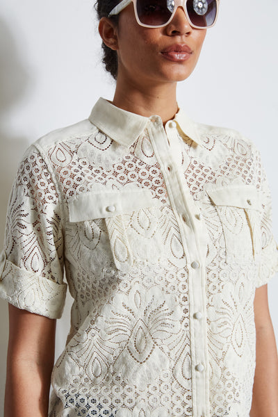 Short Sleeve Lace Utility Shirt Image 4