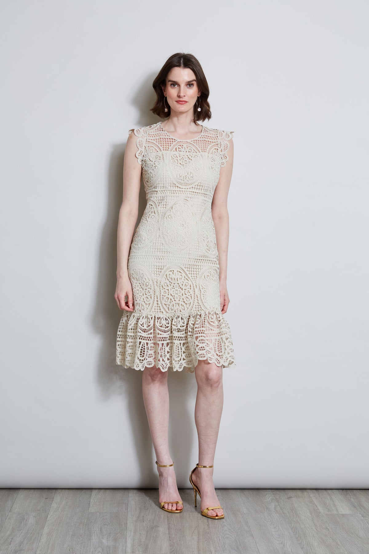 T-Tahari Smocked Sleeveless Midi Dress
