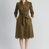 Cotton Tie Embroidered Dress