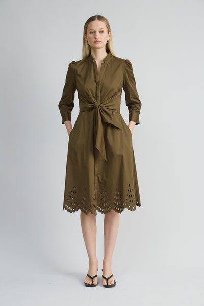 Cotton Tie Embroidered Dress Image 3