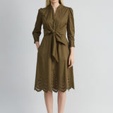 Cotton Tie Embroidered Dress