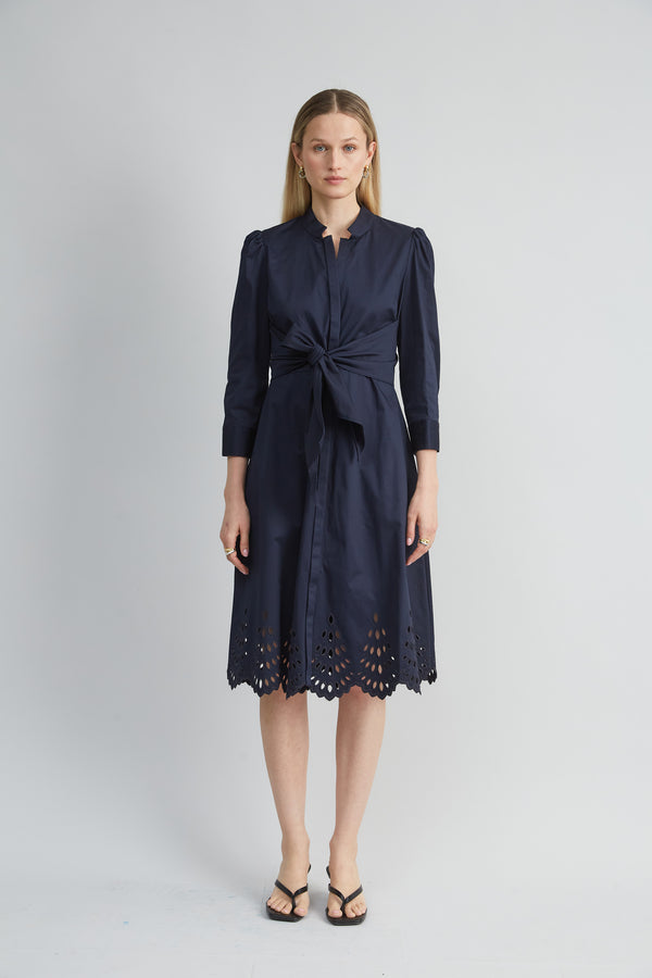 Cotton Tie Embroidered Dress