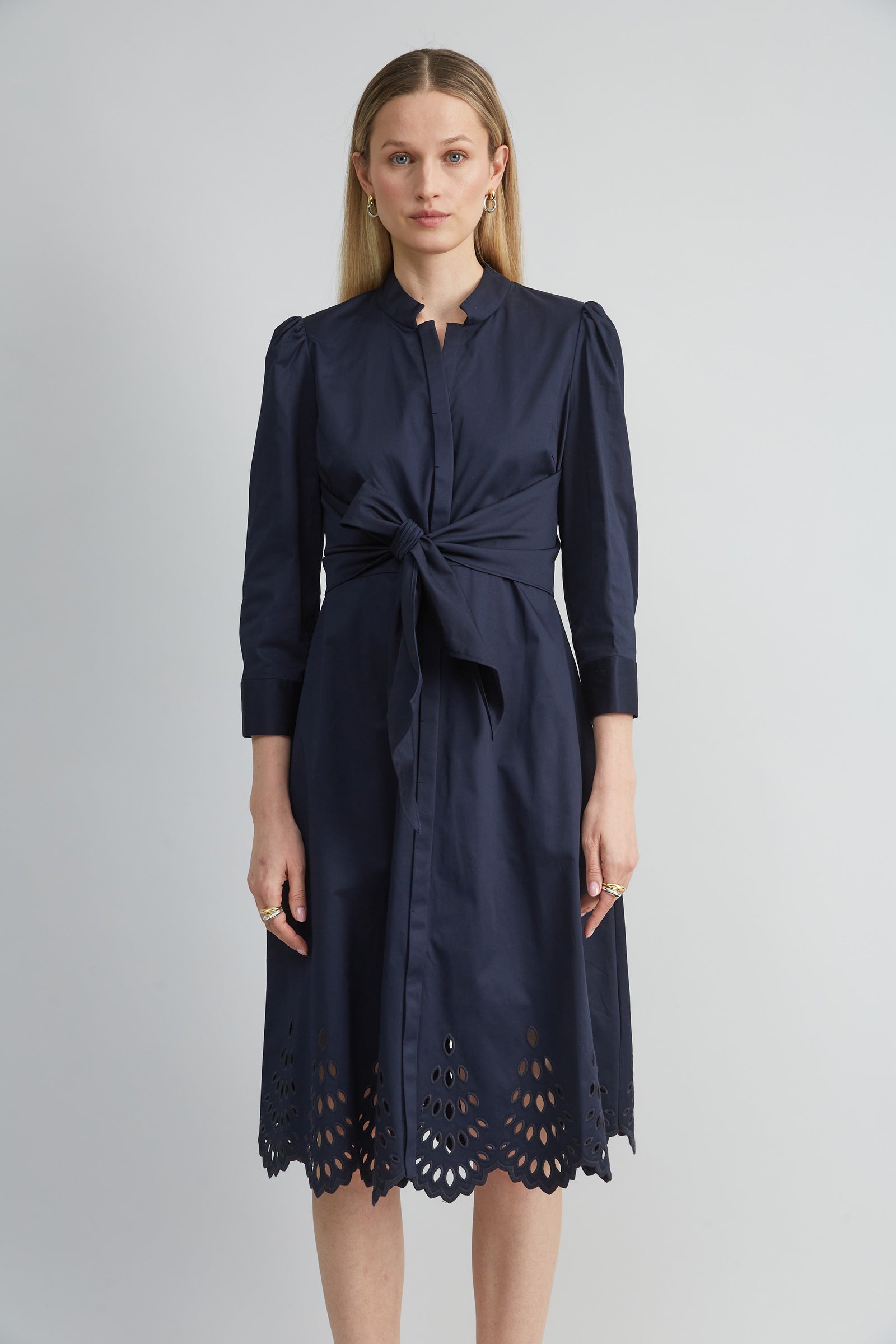 Cotton Tie Embroidered Dress STARGAZER / 10