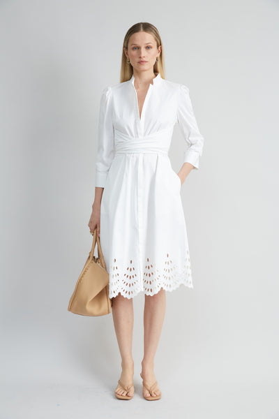 Cotton Tie Embroidered Dress Image 3