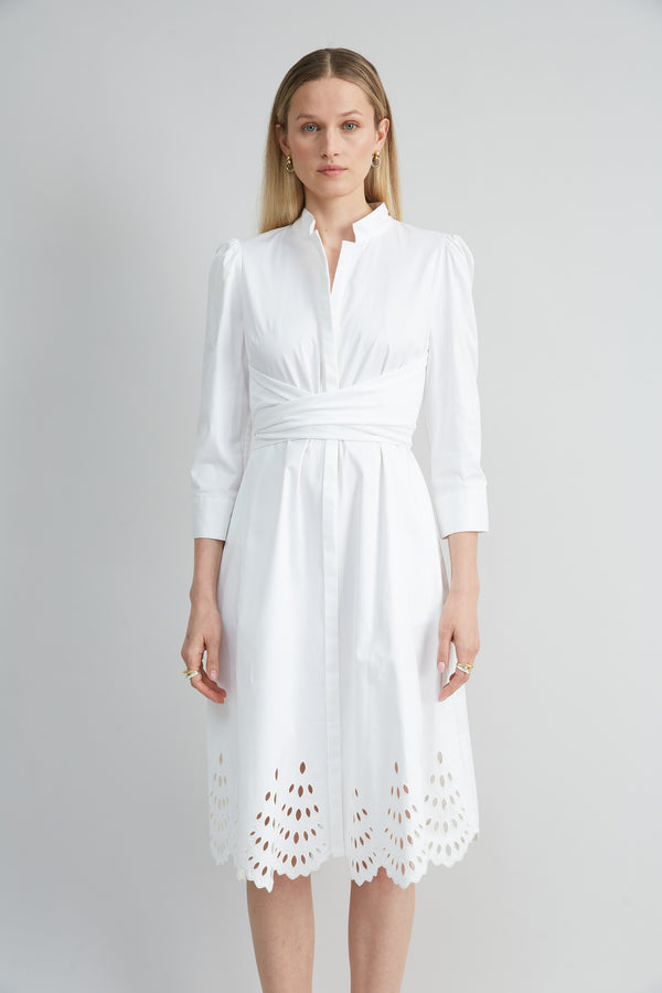 Cotton Tie Embroidered Dress