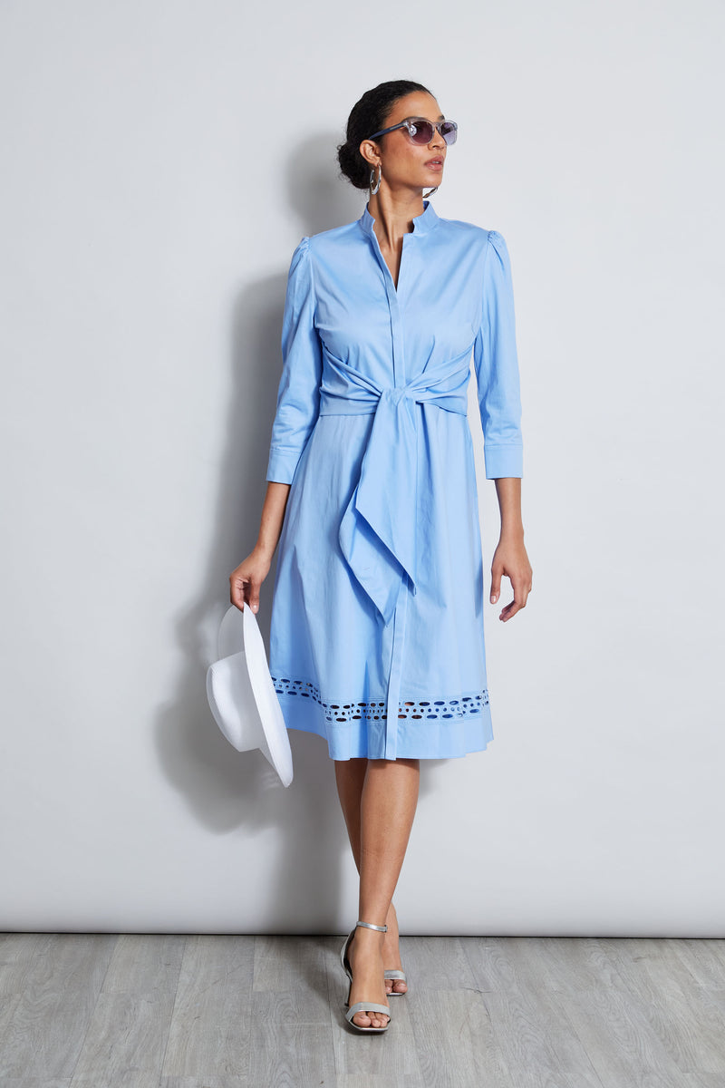 Tie Cotton Midi Dress