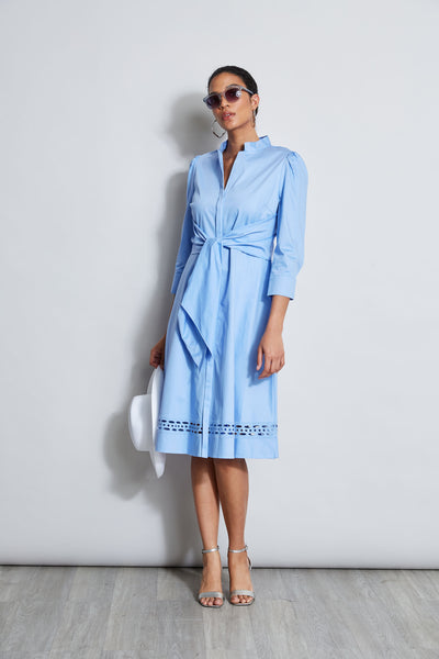 Tie Cotton Midi Dress Image 3