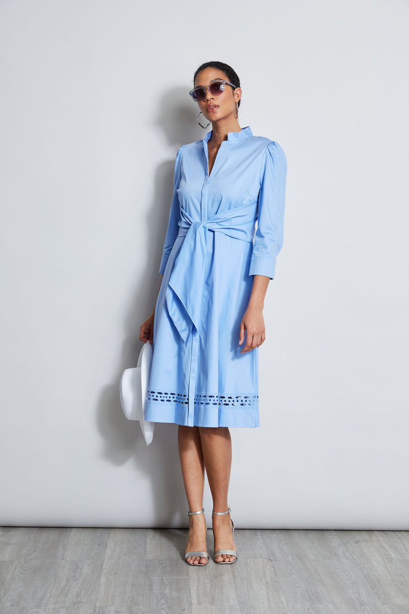 Tie Cotton Midi Dress