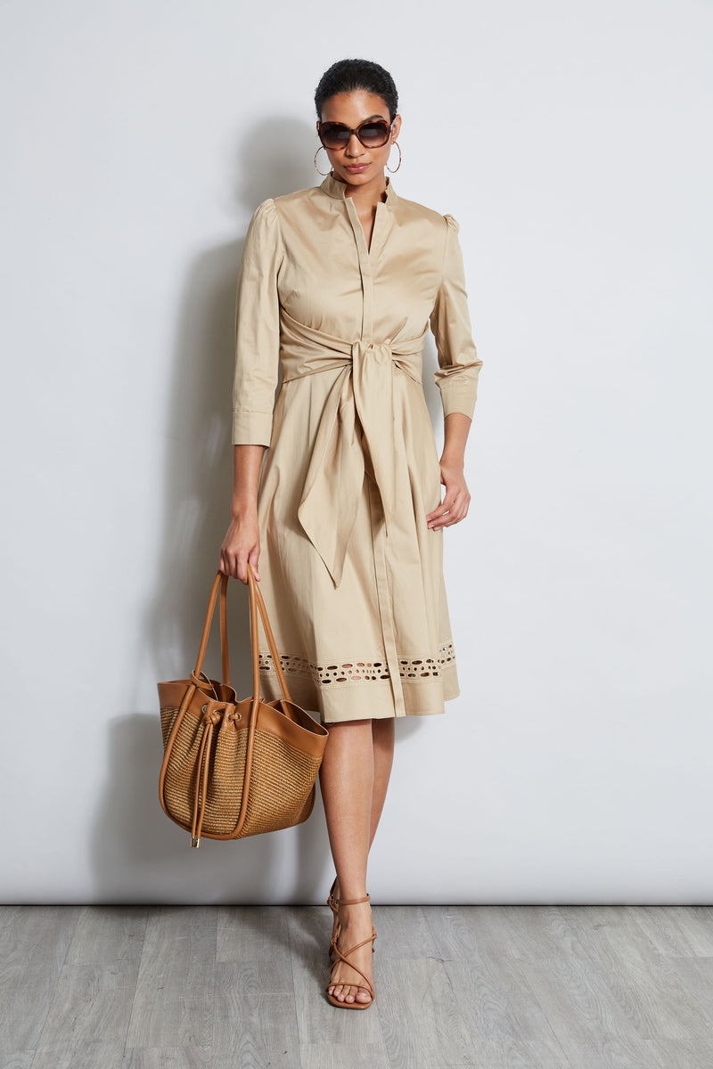 Tie Cotton Midi Dress