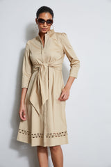 Tie Cotton Midi Dress