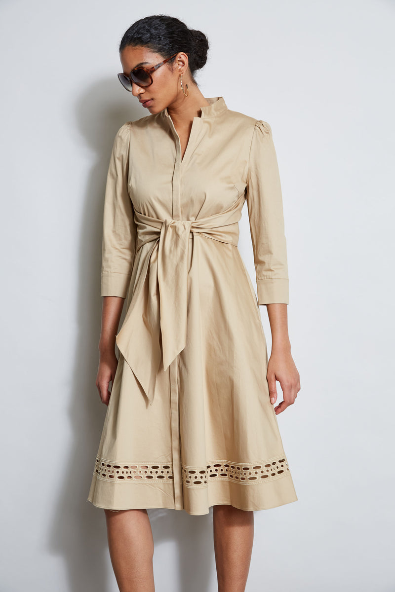 Tie Cotton Midi Dress