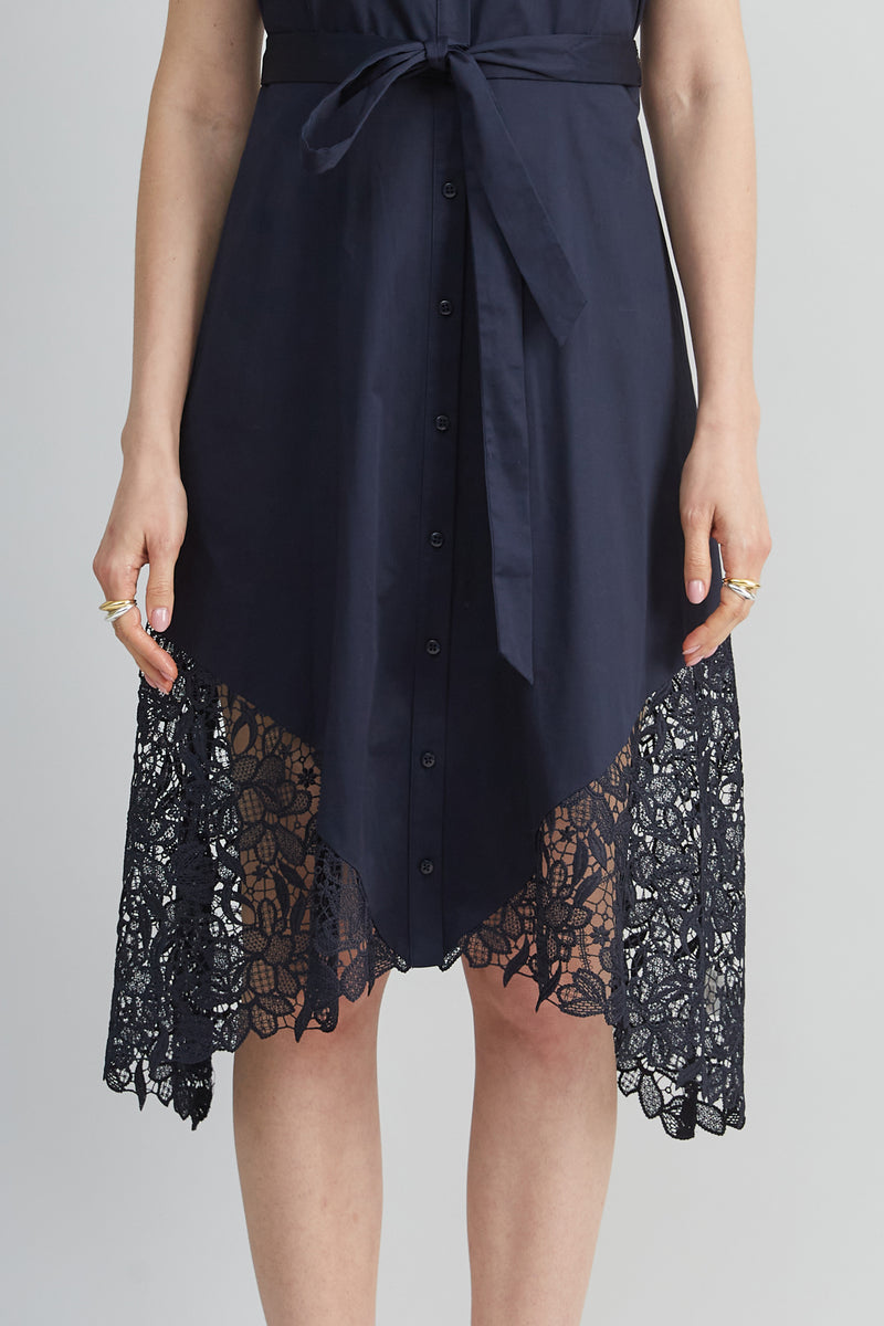 Cotton Lace Hem Dress Elie Tahari Cotton Lace Hem Dress Elie Tahari